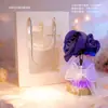 Lâmpada de Flor Rosa Famosa na Internet com Luz de Cristal e Base de Madeira Maciça, Dia dos Namorados, Festival Qixi, Decoração de Aniversário, Presente de Feriado