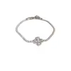 Pulseira Flor de Trevo Completa de Diamante Super Brilhante Coreana, Pulseira de Amizade Zircônia Simples e Fashionable de Luxo Leve, Design de Nicho Versátil