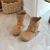 Botines cortos retro Maillard para niñas, otoño e invierno 2026, forro simple, versátiles, sencillos, botas Birkenstock de dos vías para niños