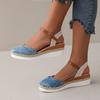 Comercio Exterior Transfronterizo Talla Grande Baotou Sandalias Vacías Sandalias de Cuña para Mujer Ligeras de Cuerda de Cáñamo con Hebilla Sandalias de Mujer de Suela Gruesa Sandalias de Mujer