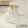 Pendientes Largos con Borla de Acero Inoxidable, Perlas Barrocas Francesas Transfronterizos, Pendientes de Diseño en Forma de Corazón de Lujo Ligero, Joyería