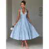 Vestido longo jacquard gola V frente única transpassada europeu e americano transfronteiriço, vestido de noite de alta qualidade, elegante sem mangas costas abertas acinturado primavera-verão