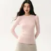 Nova coleção de outono: suéter feminino de cashmere, gola redonda, caimento justo, valoriza a silhueta, segunda pele de tricô, pulôver versátil, top macio