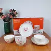 Weiliang jade claro de hielo limpio rojo Fu cerámica seis piezas Juego tazón plato puerta abierta carácter rojo FU Año Nuevo Dragón Año Nuevo Regalo de Año Nuevo