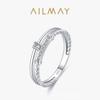 Anillo de plata s925 para mujer, venta caliente transfronteriza japonesa y coreana, moda de doble capa, anillo con microincrustaciones, joyería sencilla que combina con todo.
