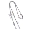 Cuerda Trenzada Hecha a Mano para Colgante Cuentas de Mariposa Cera de Abeja Cordón de Cruces Collar con Cuerda de Cuentas Redondas Flor de Durazno Colgante de Cuello Ajustable