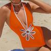 2026 Nuevo Modelo Aliexpress Estilo Europeo y Americano Estampado Sexy Escote en V Profundo Traje de Baño de una Pieza Bikini de Playa para Mujer Ropa de Baño para Aguas Termales