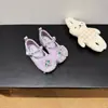 Zapatos de tacón alto para niñas, nueva colección otoño 2026: zapatos de cuero con lentejuelas de escamas de pez, estilo princesa de hielo y nieve, con pedrería colorida, malla y un lazo