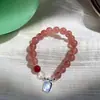 Pulsera de Cristal Natural Piedra de Cristal Fresa Atrae Flores de Durazno y Atrae Riqueza Pulsera Diseño de Nicho Ins Joyería de Mano Nueva de Alta Gama