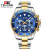 Reloj de Hombre tevise Twist Reloj de Hombre de Cuarzo Luminoso Resistente al Agua Correa de Acero Cronógrafo de Seis Agujas Reloj con Correa de Acero