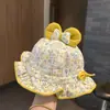 Chapéus de Bebê Estilo Coreano para Primavera e Verão, Doces e Estilosos, Chapéus Bucket Ajustáveis para Crianças Pequenas, Chapéus Bucket Finos de Princesa