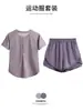 Comercio Exterior Transfronterizo Ropa Deportiva para Hombres y Mujeres, Secado Rápido, Transpirable, Corte Holgado Pantalones Cortos de Entrenamiento Deportivo de Manga Corta, Tops de Yoga, Ropa de Fitness