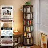 Estantería giratoria de madera maciza, estante de almacenamiento móvil de pie de 360 grados, gabinete estrecho integrado para montar en la pared, librero para esquina del hogar