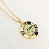 Transfronterizo Nuevo Estilo Bohemio Moda Europea y Americana Gota de Aceite Zircón Redondo Marca Ojo Colgante Collar Mujeres Venta al por Mayor