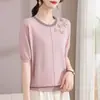 Suéter de Punto de Moda para Mamás, Reduce la Edad, Estilo de Primavera y Otoño 2025, Nuevo Estilo de Primavera y Otoño para Mujeres de Mediana Edad y Mayores, Elegante Top con Cuello Solapa