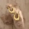 Brincos Sólidos Martelados Irregulares Geométricos de Aço Inoxidável Prensados a Óleo, Best-Sellers Transfronteiriços, Argolas Banhadas a Ouro 18K