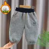 Pantalones para niño, forrados de polar para otoño e invierno, pantalones casuales para niños, pantalones largos cálidos de invierno para bebé, ropa de invierno para niño, envío directo disponible