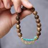 Pulsera Auténtica Natural de Aquilaria Chinan con Perla de Cera de Abeja Turquesa Pulsera de Cuentas Pulsera de Madera Vintage de Nicho