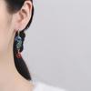 Pendientes de fénix de ágata roja con borlas de esmalte cloisonné de estilo nacional para mujer, joyería de nicho artesanal de epoxi de moda sencilla