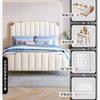 Cama de Cuero Genuino Estilo Minimalista Italiano Lujo Ligero Princesa Dormitorio Principal Estilo Nórdico Capa Superior Cuero Vacuno Doble Cama para Apartamento Pequeño