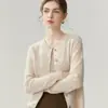 Estilo minimalista~Suéter cardigã de gola redonda 100% caxemira pura feminino solto malha simples cor sólida peça externa top
