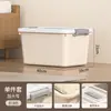 Caja de almacenamiento de mano con tapa para el hogar, ropa, juguetes, refrigerios, libros, caja de almacenamiento de gran capacidad, organizador de plástico extragrande