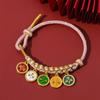 Pulsera de los Cinco Dioses de la Riqueza Estilo Tíbet, Pulsera Tejida a Mano Nudo Flor de Durazno, Cuerda Multicolor Estilo Étnico, Cuerda Roja Estilo Nuevo Chino DIY