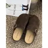 Nuevas Chanclas Birkenstock de Suela Gruesa para Mujer Otoño 2026 con Ante de Vaca, Aumento Interno de Altura, Punta Cerrada, Slip-On y Hebilla de Correa, Estilo Casual