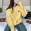 Suéter Feminino Gola Redonda Trançado de Lã Branca Outono e Inverno 2025 Novo Estilo Solto Preguiçoso Peça de Roupa Externa e Pulôver Interno