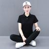 Algodón Puro Elástico Moda Casual Deportiva para Madres de Mediana Edad Traje de Dos Piezas Camiseta Polo de Manga Corta de Verano para Mujer para Ir al Trabajo