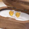Yilu Plata Esterlina S925 Chapado en Oro Flor Ámbar Flor Pendientes Casuales y Más Fáciles de Combinar para Viajes al Trabajo Pendientes de Plata Pendientes Joyería Al por Mayor
