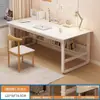 Escritorio de computadora para dormitorio, escritorio para estudio en casa, mesa de estudio para estudiantes, escritorio de escritura simple con estantería integrada, escritorio de oficina minimalista