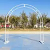 Nuevos Accesorios de Boda Arco de Doble Poste Curvado de Hierro Escena de Boda al Aire Libre Diseño de Celebración Estante de Flores de Seda Artificial