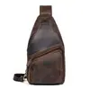 Bolsa Transversal Masculina Difan em Couro Crazy Horse Couro Genuíno Grande Capacidade Bolsa de Peito Retro Europeu e Americano Couro Bovino de Camada Superior Bolsa de Ombro Masculina Durável