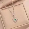 Pingente em Forma de Estrela Solar Explosiva Estilo Europeu e Americano Pingente de Colar com Pedras de Diamante Estrela Guardiã Novo Acessório de Joia para Clavícula Feminina