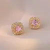 Aretes para Mujer, Aretes de Flor Corazón con Circonita Micro-pavimentada de Cobre, Nueva Moda de Nicho, Diseño Simple, Joyería de Temperamento y Versátil
