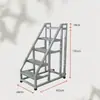 Escada de Degraus Espessada para Armazém, Casa e Uso Industrial, com Corrimãos, Três ou Quatro Degraus, com Rodas, Escada de Escalada Móvel