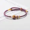 Cuerda de Mano Cuerda Trenzada Hecha a Mano Pulsera DIY Accesorio Portátil Semiacabado Accesorios Dorados Cuerda Roja de Pareja