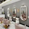 Espejo Estación de Barbería Famoso en Internet de Moda, Espejo para Salón de Peluquería, Dedicado para Cortar el Cabello, con Luces LED, Montado en Pared, Unilateral, Diseño Simple