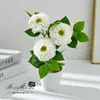 Bonsai Flor de Lótus de Três Cabeças Flor Artificial Decoração de Casa Enfeites Planta Artificial em Vaso Adereços de Fotografia Flores Artificiais Flores Artificiais
