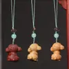 Barbie sândalo Pau-rosa sândalo verde esculpido Cachorrinho Teddy corrente para celular pingente decorações de mochila
