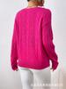Jersey de Punto Holgado para Mujer Estilo Nuevo de Primavera y Otoño Transfronterizo Europeo y Americano Estilo Corto Jersey Holgado para Ir al Trabajo Cuello Redondo Camiseta de Fondo de Punto