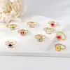 Anillo de Flor Real de Moda Transfronterizo Estilo Ins Personalizado para el Trabajo en Acero Inoxidable Chapado en Oro Joyería Anillo Incrustado con Pegamento de Flor Seca