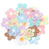 Parche de tela bordado de flor de cinco pétalos de cuadrícula bicolor lindo súper adorable accesorios para tocado pasador de pelo ropa muñecas zapatos bolsos accesorios
