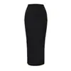 Saia Longa Pure Desire Hot Girl Cintura Alta com Barra Dobrada no Quadril Outono Nova Stretch Justa Sexy Cor Sólida Saia Tubinho