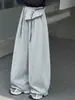 Pantalones de chándal anchos a cuadros para niñas, de primavera y otoño, con retazos, cintura alta, holgados, casuales, largos, para niños mayores, con diseño fluido hasta el suelo, modernos