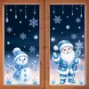 Adesivos de Natal Amazon Transfronteiriços Inverno Papai Noel Adesivos Estáticos Floco de Neve Azul Boneco de Neve Adesivos de Vidro Atacado