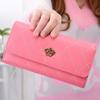 Cartera Yamanshi para mujer, larga, triple, estilo coreano, con hebilla y corona de diamantes.