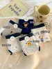 Braguitas de algodón puro para niña estilo oso de peluche británico, de cintura media, con estampado de dibujos animados, triangulares, lindas, con refuerzo extendido