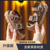 Sandálias para meninas 2025 Novo verão antiderrapante sola macia para meninas grandes sapatos infantis de velcro sandálias de praia para bebês